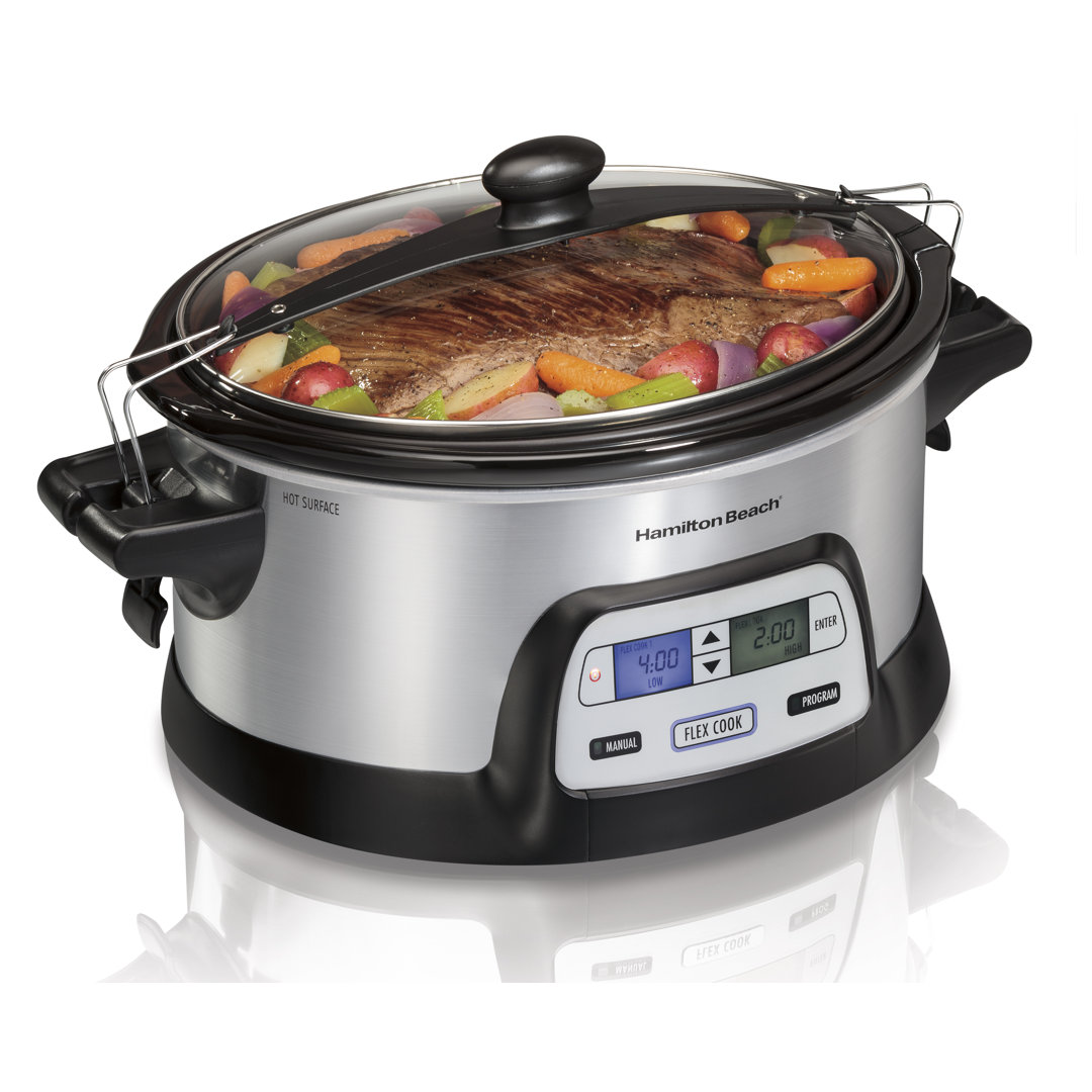 Hamilton Beach® FlexCook™ Stay or Go® 6-Quart Programmable Slow Cooker with Dishwasher Safe Crock, Lid Lock for Easy Travel